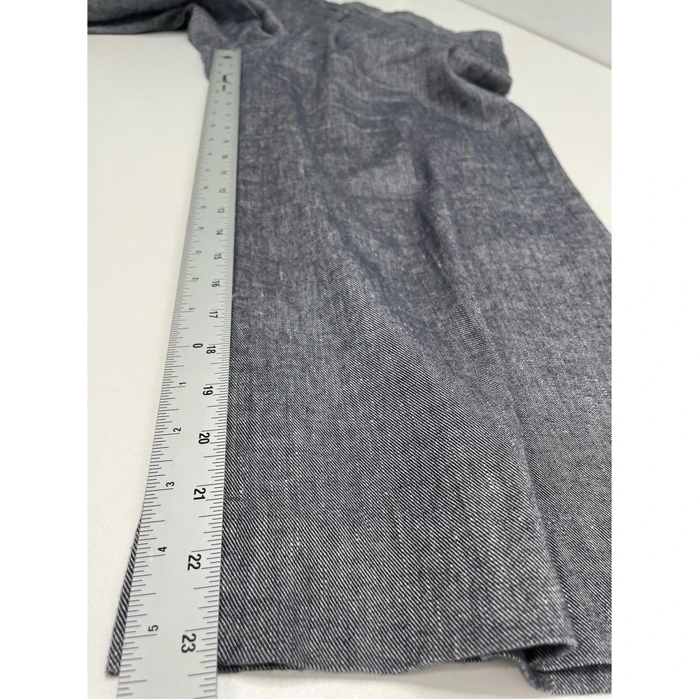Banana Republic Womens Navy Linen Blend Wide Leg Crop Pants 8 Preppy Office